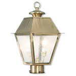 Livex Lighting Lights - Mansfield Post-Top Lantern, Antique Brass - With stunning seeded glass and an antique brass finish, this outdoor post top lantern will make an elegant addition to any outdoor space. Formed from solid brass & traditionally-inspired, this post top lantern is perfect for a driveway, walkway or a back yard.