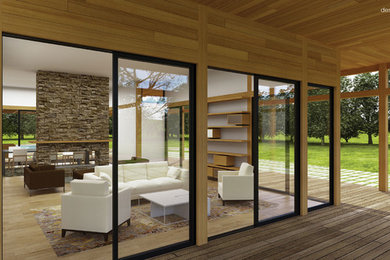 Home design - large modern home design idea in New York