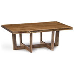 Decor Love - Industrial Coffee Table, Natural Acacia Wood Construction With Rectangular Top - - Each tabletop is unique; no two tops will be exactly alike.