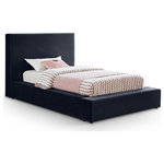 Meridian Furniture - Dorian Upholstered Bed, Navy, Twin, Velvet - Add a touch of refined luxury with a modern edge to your bedroom with the Dorian navy velvet upholstered twin bed. The soft velvet upholstery offers a smooth, inviting feel, while the low-profile design adds a contemporary twist. This bed is ideal for creating a chic, serene space to unwind and relax.