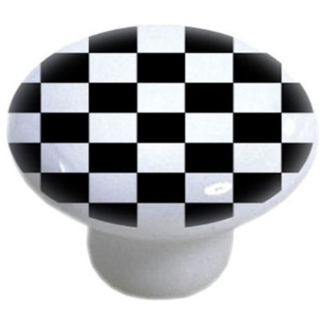 Black Checkered Ceramic Cabinet Drawer Knob