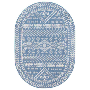 nuLOOM Kandace Outdoor Transitional Area Rug, Blue 6'x9' Oval