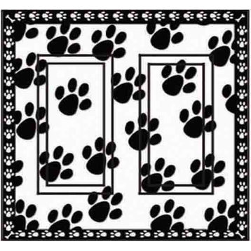 Dog Paw Prints Double Rocker Peel and Stick Switch Plate Cover: 2 Units
