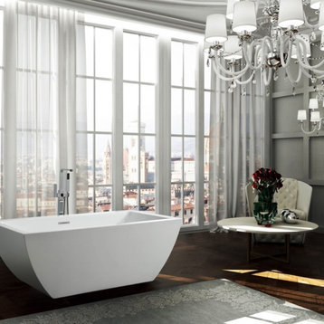 Livorno 59" Freestanding Bathtub, Glossy White