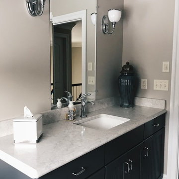 White and Navy Master Bath