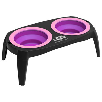 Elevated Pink Pet Bowls with Non Slip Stand 16 oz Each By PETMAKER