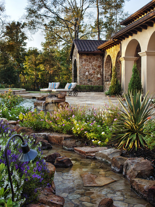 River Rock Flower Beds Houzz   Adc1cefd0f68a14e 2082 W500 H666 B0 P0 Q80  Mediterranean Landscape 