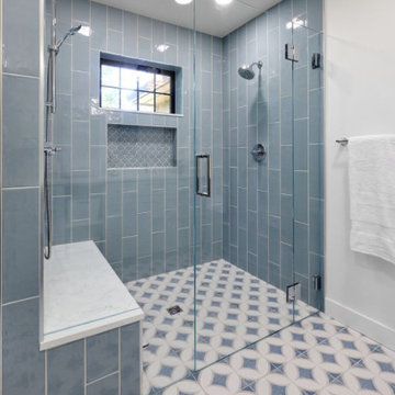 Blue Grey Transitional Bathroom