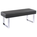 Armen Living - Amanda Contemporary Chrome Dining Bench, Gray - The Armen Living Amanda contemporary bench is a beautiful piece sure to add extra style to any modern living room. The Amanda boasts sleek faux leather upholstery over a sturdy chrome metal frame. The Amanda's sleek metal legs assure durability without detracting from the style of the piece. The Amanda bench is ideal when paired with the Amanda dining table, corner sofa, and side chair. Enhance the aesthetic atmosphere of your contemporary living room with the Amanda Collection today. The Amanda bench is available in your choice of black, white, or grey.