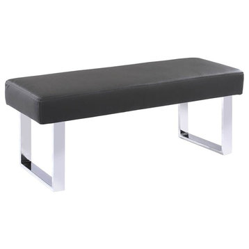 Armen Living Amanda Modern Faux Leather Dining Bench in Gray