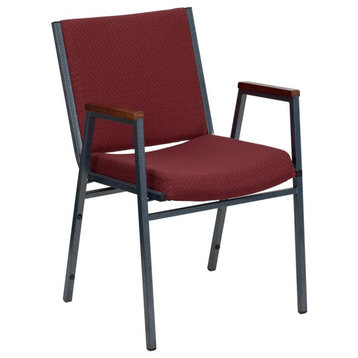 Hercules Series Heavy Duty, Burgundy Patterned Upholstered Stack Chair With Arms