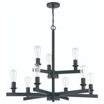 Craftmade - Chicago 9-Light Chandelier in Flat Black - The strong lines and larger scale of the Chicago collection by Craftmade make a bold statement easily at home in any setting. The striking chandeliers do not include glass shades but can be customized with clear seeded glass globes sold separately. The coordinating clear seeded glass vanities and mini pendant provide excellent lighting options for any bathroom large or small.  This light requires 9 , 60 Watt Bulbs (Not Included) UL Certified.