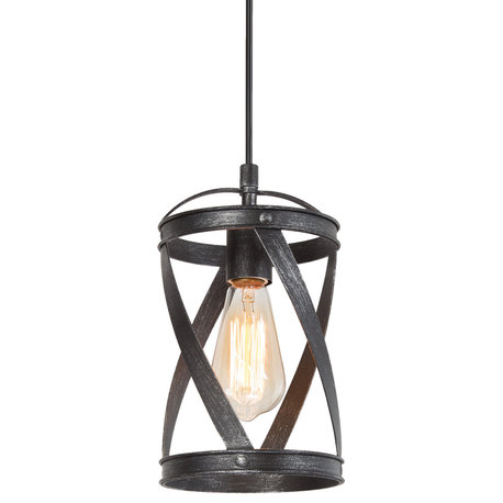 LNC 1-Light Industrial Brushed Black Latern Mini Pandent