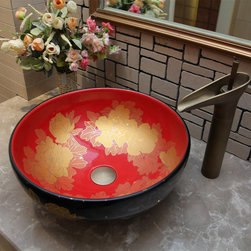 Peony Gilt art counter basin - Bathroom Sinks