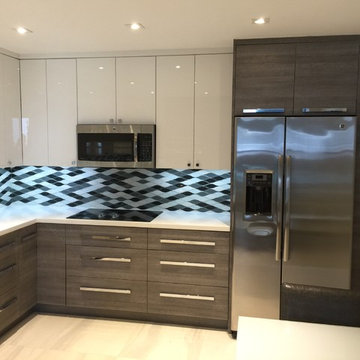 Acrylic and textured laminate kitchen