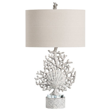 Seascape Coral 33" Table Lamp With Oval Shade, Gray