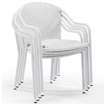 Crosley Furniture Palm Harbor Metal Patio Stackable Chair in White (Set of 4)