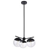Living District Eclipse 3-Light Glass & Metal Pendant in Black/Clear