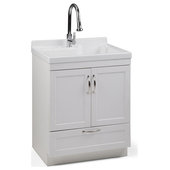 UTILITYSINKS Plastic 18 Inch Freestanding Utility Tub Sink with Heavy Duty  Stainless Steel Swing Faucet for Garage, Laundry Room, and Garden, White