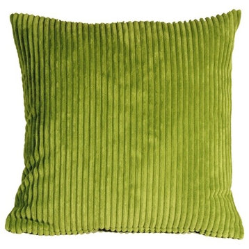 Pillow Decor - Wide Wale Corduroy 22 x 22 Throw Pillows, Green