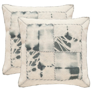Safavieh Dip-Dye Quartre Patch Pillows, Set of 2, Seasalt, 24"x24"