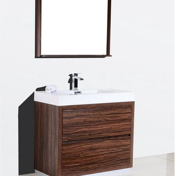 KubeBath Bliss 40" Walnut Free Standing Modern Single Sink Bathroom Vanity