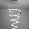 La Penne | Long Spiral Hanging Crystal Golden Chandelier, Silver, Dia23.6xh59.1", Warm Light, Dimmable