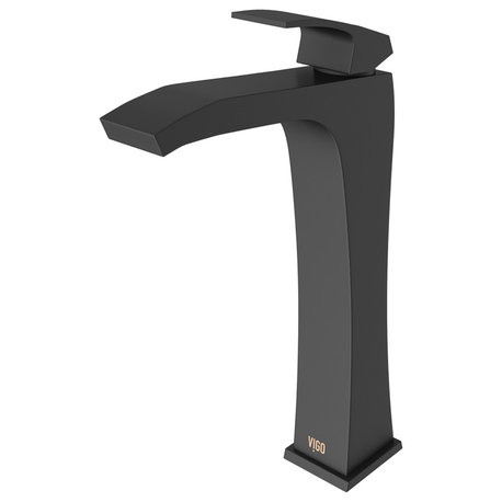 VIGO Blackstonian Bathroom Vessel Faucet, Matte Black