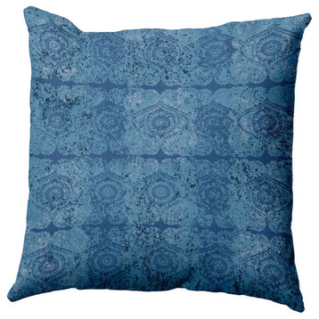 Patina Geometric Print Pillow, Blue, 16" X 16"