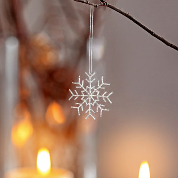 Serene Spaces Living Hanging Rhinestone Snow Flake Ornament, 4" Diameter