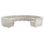 Meridian Furniture - Limitless Velvet Upholstered 13-Piece Modular Sectional, Cream - Invest in your home's comfort with this Limitless 13 Piece Sectional. This modular unit offers tons of flexibility in the number of ways that you can put each piece in the Limitless collection together to get the ideal customized look. Upholstered in cream velvet, this beautiful piece is soft and cool to the touch, so you can feel comfortable from every angle. Button and channel tufting add to this unit's upscale look and contemporary charm.