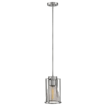 Hinkley Refinery 63307Bn-Sm Small Pendant, Brushed Nickel with Smoked glass