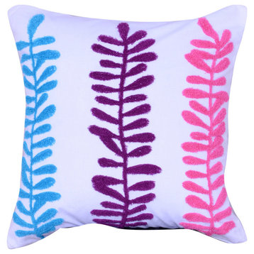 Coastal Embroidered Decorative Pillow, Pink