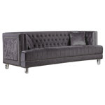 Meridian Furniture USA - Lucas Velvet Upholstered Sofa, Gray - The Lucas Collection by Meridian Furniture. Features beautifully tufted velvet upholstery with a custom nail head design and clear acrylic legs. This collection is guaranteed to be the highlight of any home.
