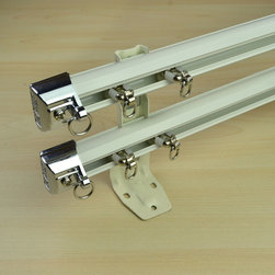 CHR7422 Wall Mount Custom Double Curtain Track Set and Rails - Window Treatment Accessories