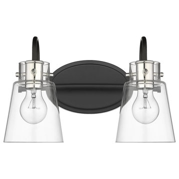 Bristow 2-Light Bathroom Vanity Light in Matte Black and Polished Nickel