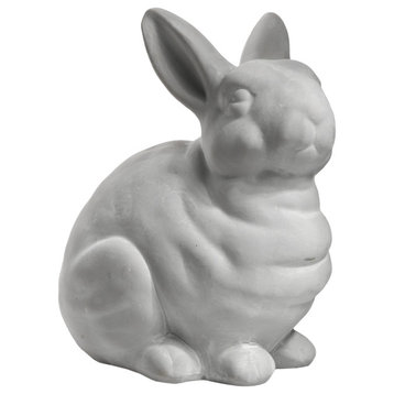 Terracotta Kneeling Rabbit Figurine Washed Gray Finish, Large
