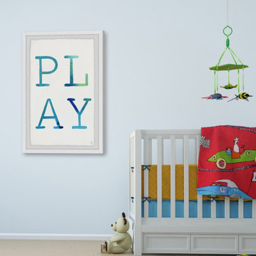 "Blue Play" Framed Painting Print
