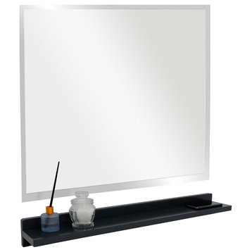 30" Dark Gray Wireless Charging Shelf and Frameless Mirror Set