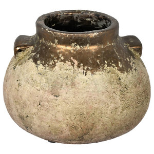 Medium Zuo Stoneware Vase Metal /& Black Ash