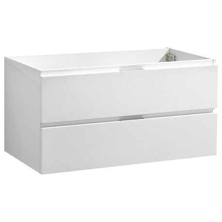 Valencia Wall Hung Bathroom Cabinet, Glossy White, 40"