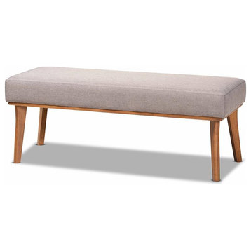 Odessa Mid-Century Modern Grey Fabric Upholstered and Walnut Brown Finished...