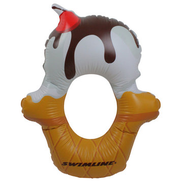 46" Inflatable White and Yellow Ice Cream Ring Pool Float
