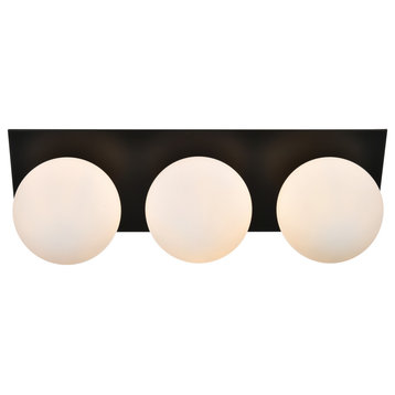 3 Light Black And Frosted White Bath Sconce