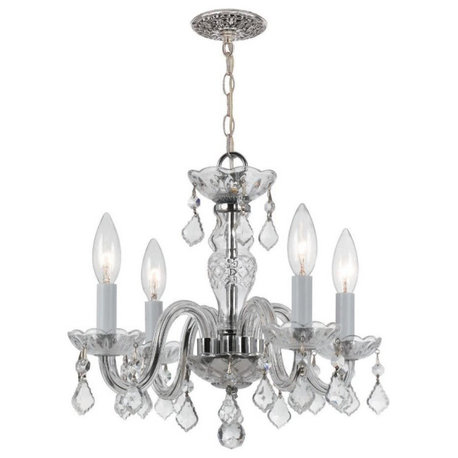 Traditional 4 Light Clear Swarovski Strass Crystal Chrome Mini Chandelier