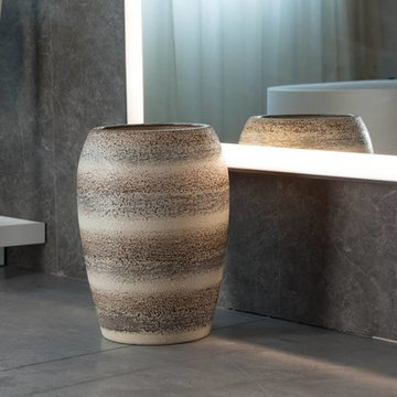 Modern bathroom with handmade Italian planter pot