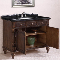 Abel Antique 47 inch Single Sink Bathroom Vanity Black Granite Top - Bathroom Vanities And Sink Consoles