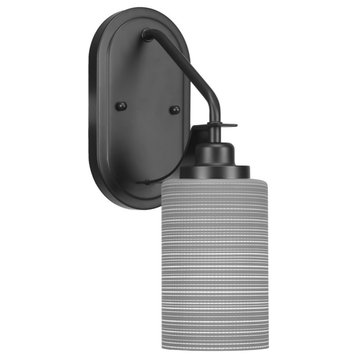 Odyssey 1 Light Wall Sconce In Matte Black Finish With 4" Gray Matrix Glass