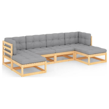 vidaXL Patio Furniture Set 6 Piece Sofa Set with Cushions Solid Wood Pine