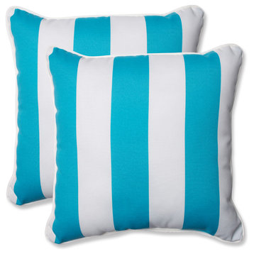 Cabana Stripe Turquoise 18.5" Throw Pillow, Set of 2